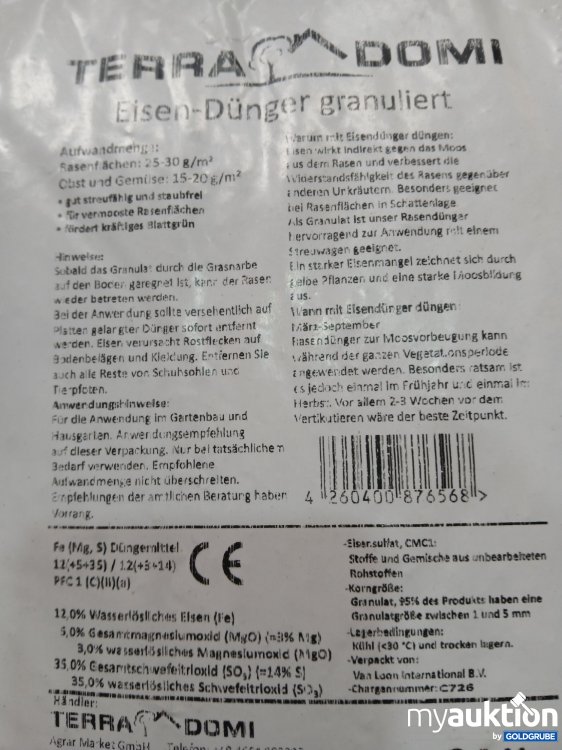 Artikel Nr. 995225 Artikel Nr. 995225: TERRA DOMI Eisen Dünger granuliert 24kg