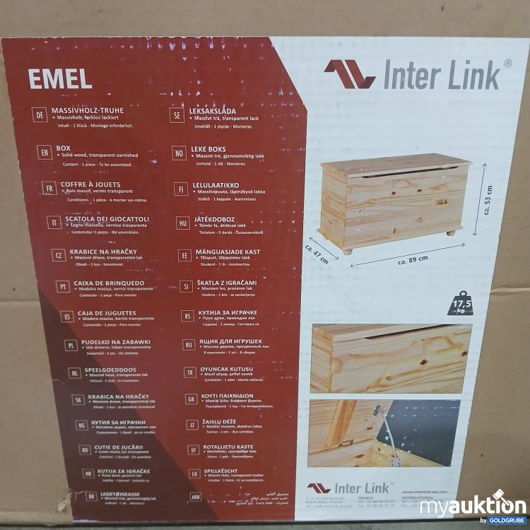 Artikel Nr. 834228 Artikel Nr. 834228: Inter Link Emel Massivholz-Truhe 89x53x47cm