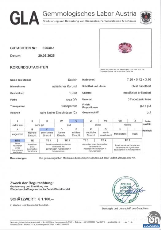 Artikel Nr. 397231: Saphir - natürlicher Korund 1,050ct