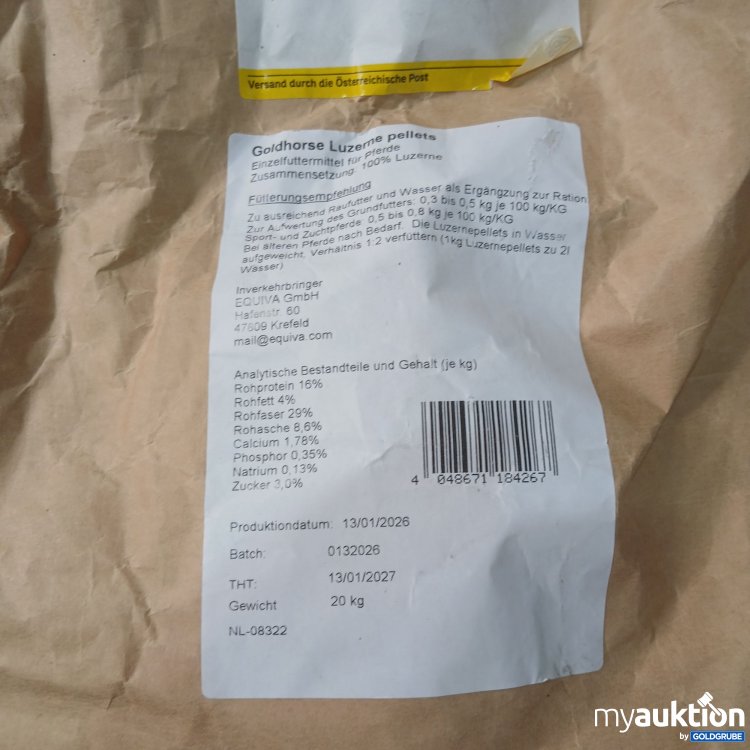 Artikel Nr. 984232: Goldhorse Luzerne pellets Einzelfuttermittel für Pferde 20kg 