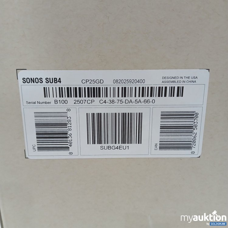 Artikel Nr. 980234 Artikel Nr. 980234: Sonos Sub4Model CP25GD