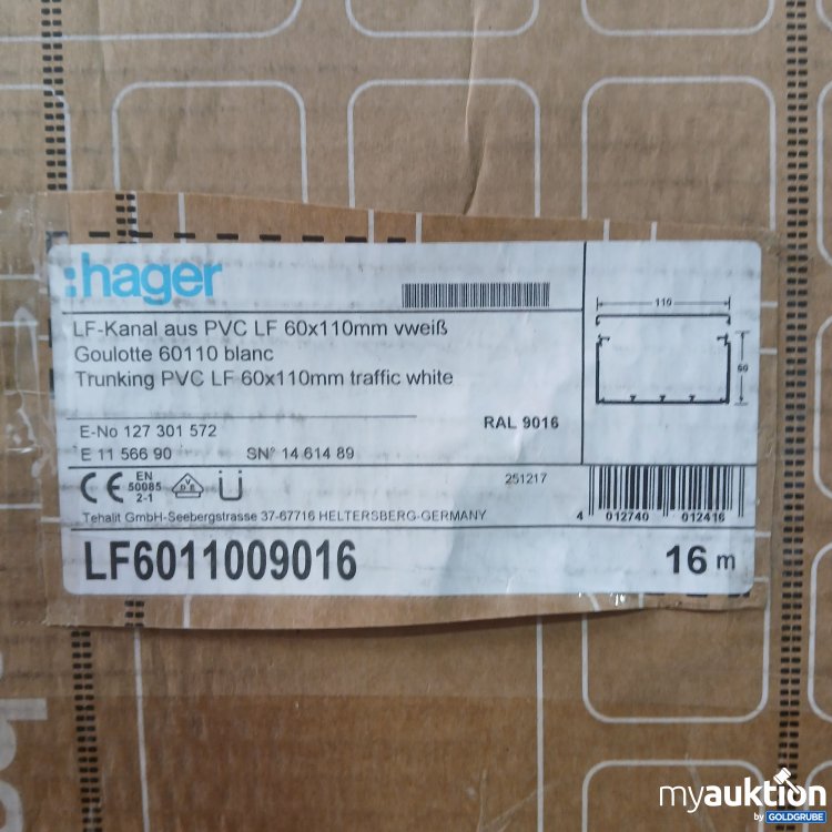 Artikel Nr. 447235 Artikel Nr. 447235: Hager LF-Kanal aus PVC LF 60×110mm weiß, 16m inagesamt