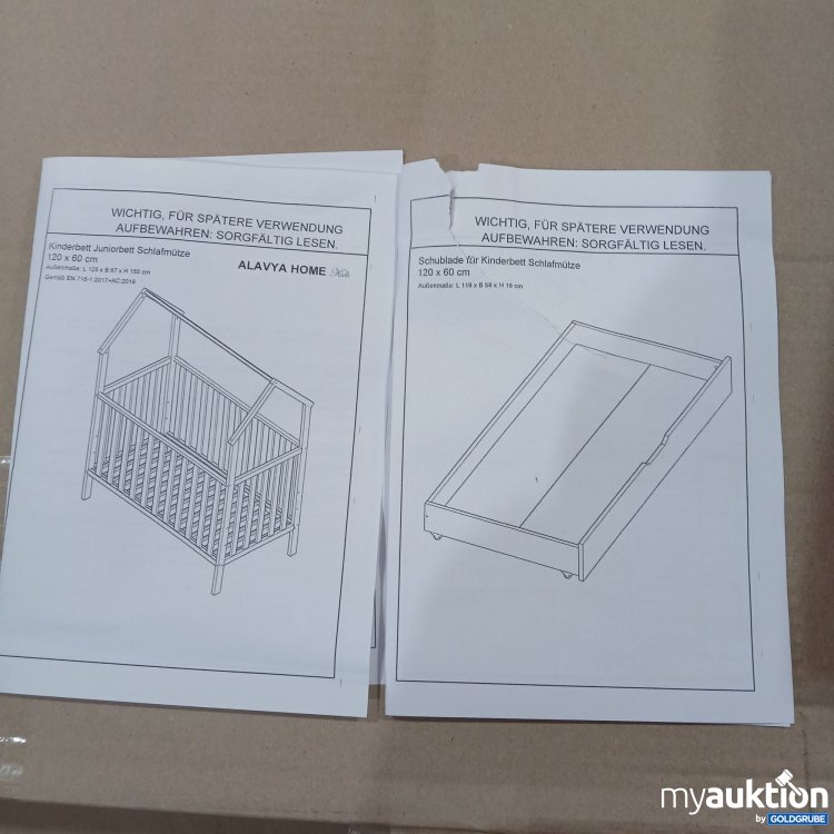 Artikel Nr. 442237: Alavya Home Schublade 120x60 Ella(Lise) aus massivem Kiefernholz & Babybett 120x60  