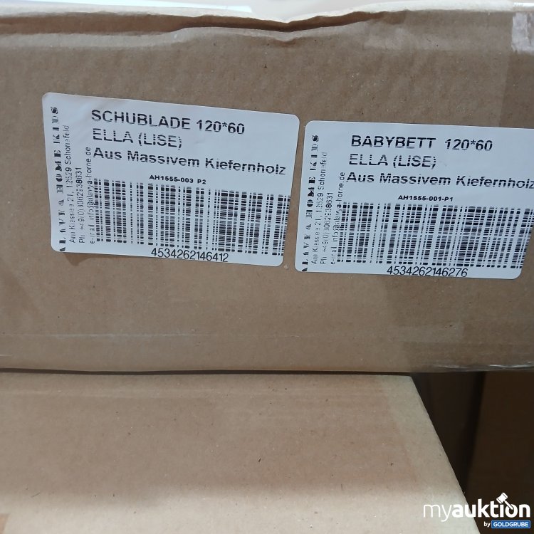 Artikel Nr. 442237: Alavya Home Schublade 120x60 Ella(Lise) aus massivem Kiefernholz & Babybett 120x60  