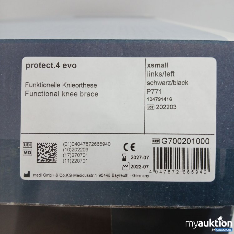Artikel Nr. 816239 Artikel Nr. 816239: medi protect.4 Evolution Funktionelle Knieorthese xsmall links