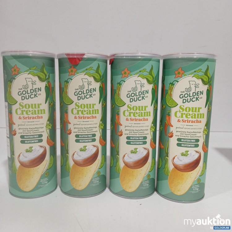 Artikel Nr. 916239: The Golden Duck Sour Cream & Sriracha Potato Crisps je 125g 