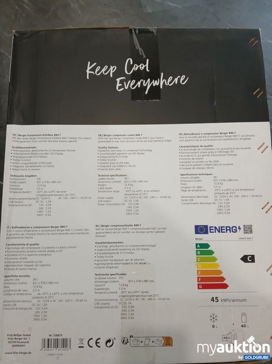 Artikel Nr. 929239 Artikel Nr. 929239: Berger Kühlbox B40-T