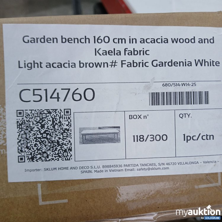 Artikel Nr. 950239: Sklum Garden bench 160cm in acacia wood and Kaeöa fabric 