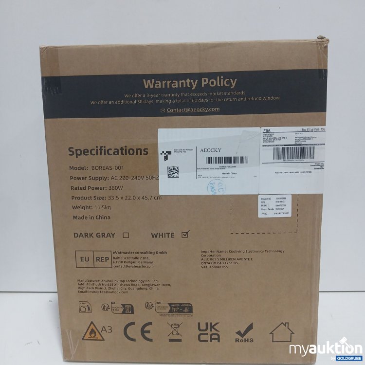 Artikel Nr. 983239 Artikel Nr. 983239: Aeocky Dehumidifier Model: BOREAS-001