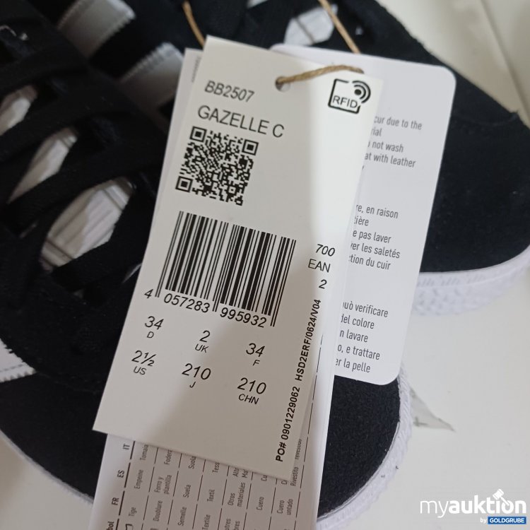 Artikel Nr. 464240 Artikel Nr. 464240: Adidas Gazelle C Sneaker schwarz weiß Gr. 34