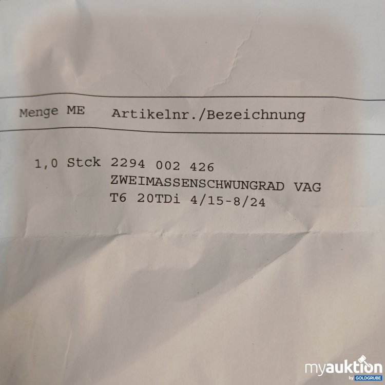 Artikel Nr. 470241 Artikel Nr. 470241: SACHS Zweimassenschwungrad VAG T6 20TDi 2294 002 426