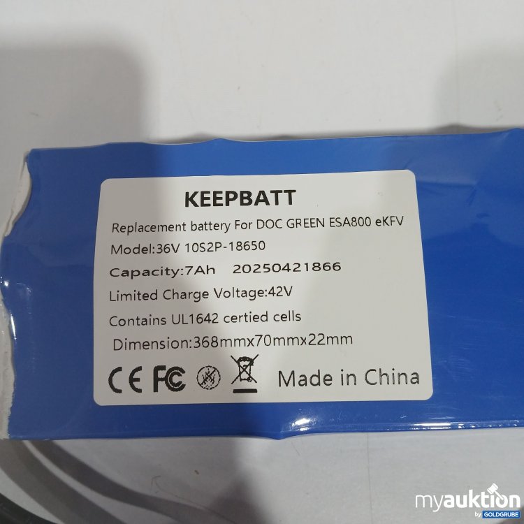 Artikel Nr. 893244: Keepbatt Replacement Battery for DOC Green ESA800 eKFV 36V 10S2P-18650 