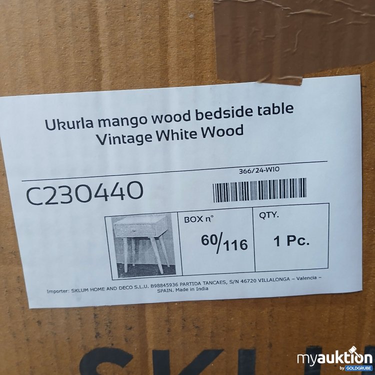 Artikel Nr. 832249 Artikel Nr. 832249: Sklum Ukurla Mango wood bedside table Vintage White Wood C230440