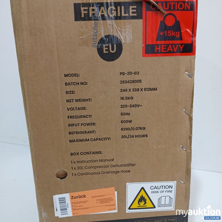 Artikel Nr. 982249: ProBreeze 30l Compressor Dehumidifier 
