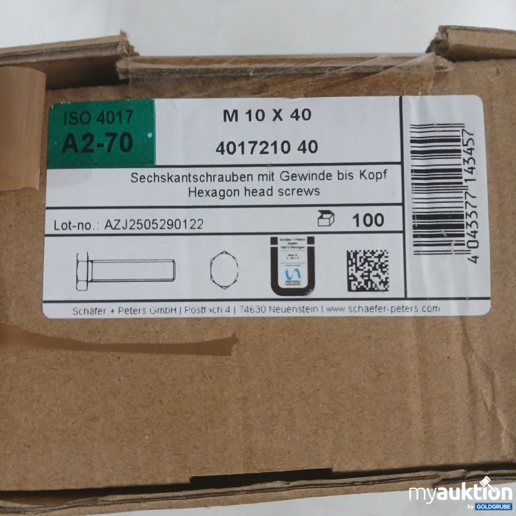 Artikel Nr. 931251 Artikel Nr. 931251: Sechskantschraube mit Gewinde bis Kopf M10×40 100Stk
