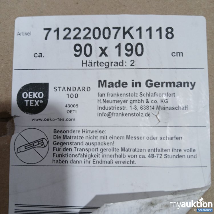 Artikel Nr. 888252 Artikel Nr. 888252: Frankensolz Matratze 90x190cm H2