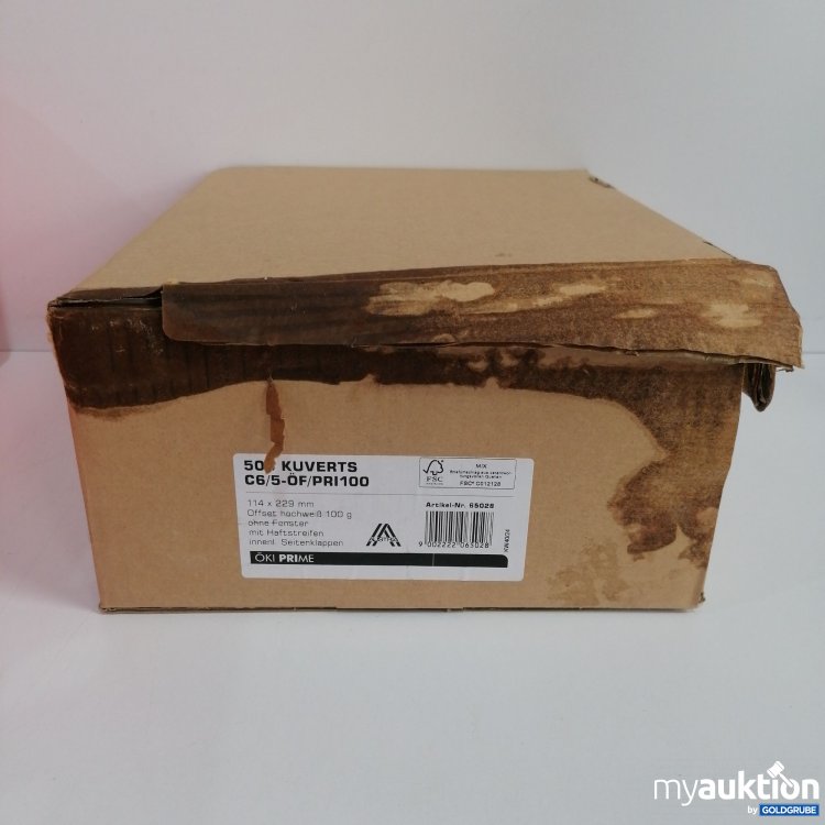 Artikel Nr. 850257: ÖKI Prime 500 Kuverts C6/5-ÖF/ PRI100, 114x229mm weiß ohne Fenster 