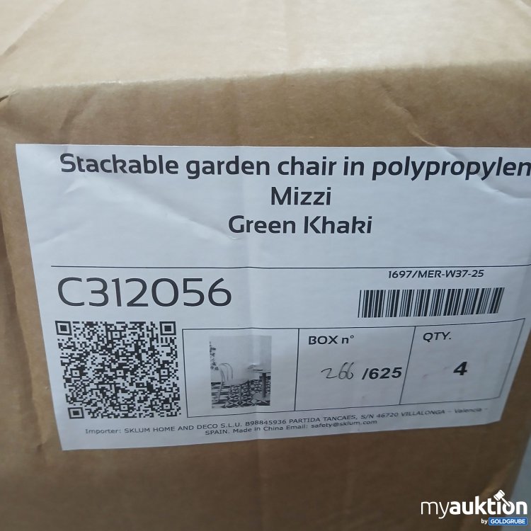 Artikel Nr. 986257 Artikel Nr. 986257: Sklum Steckable garden chair in polypropylene Mizzi Green Khaki C312056 4er Set