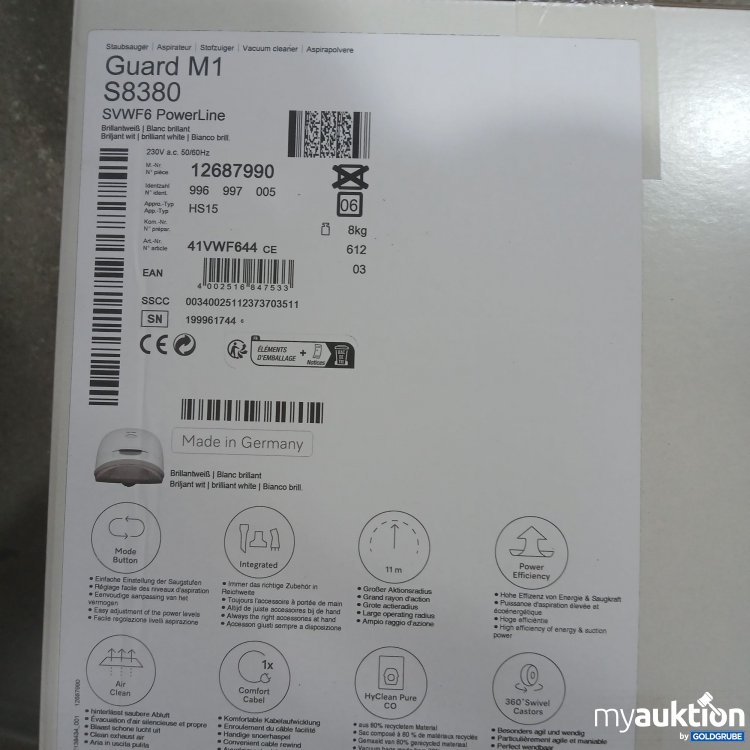 Artikel Nr. 461258 Artikel Nr. 461258: Miele Guard M1 S8380 Brilliantweiß