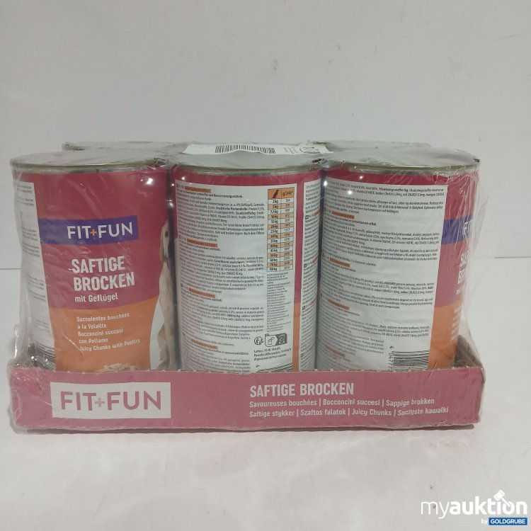 Artikel Nr. 873258: Fit+Fun Hundefutter saftige Brocken mit Geflügel 6x1240g