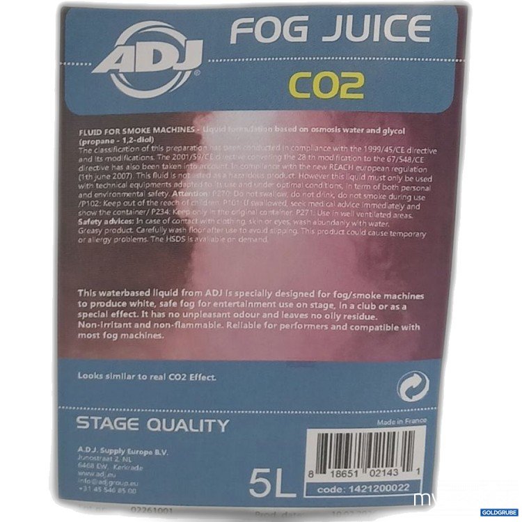 Artikel Nr. 991258 Artikel Nr. 991258: ADJ Fog Juice CO2 5L