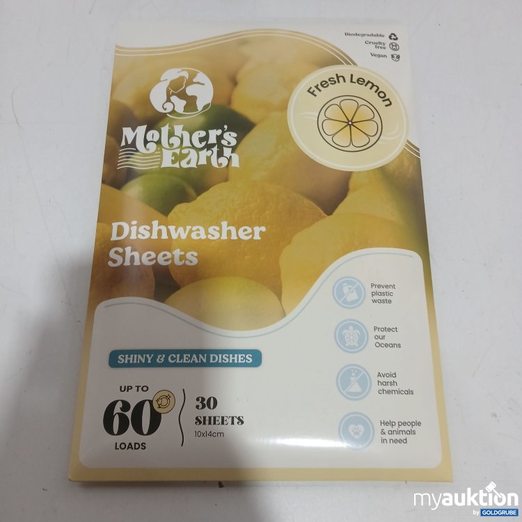 Artikel Nr. 444259 Artikel Nr. 444259: Mothers Earth Dishwasher Sheets Fresh Lemon 30 Sheets 10x14cm
