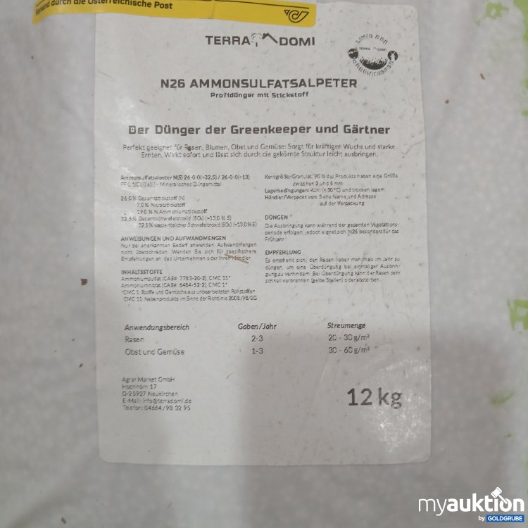 Artikel Nr. 989261 Artikel Nr. 989261: Terra Domi N26 Ammonsulfatsalpeter Dünger 12kg
