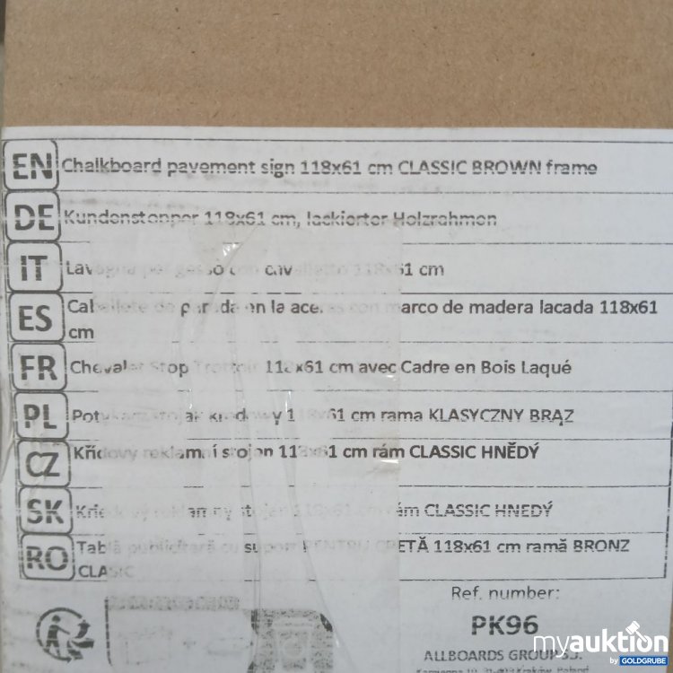 Artikel Nr. 892264: Chalkboard pavement sign 119x61 cm CLASSIC BROWN frame
