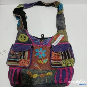 Auktion Fashion X funky threads Bunte Umhängetasche mit Applikationen 90x40cm