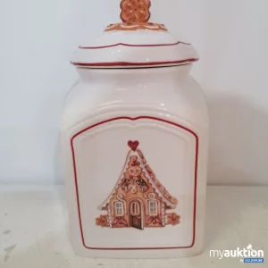 Auktion Keramikdose mit Lebkuchenhaus-Motiv