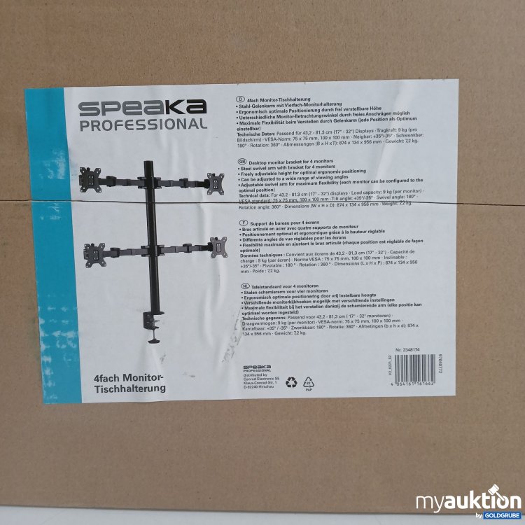 Artikel Nr. 818265 Artikel Nr. 818265: Speaka Professional 4fach Monitor Tischhalterung