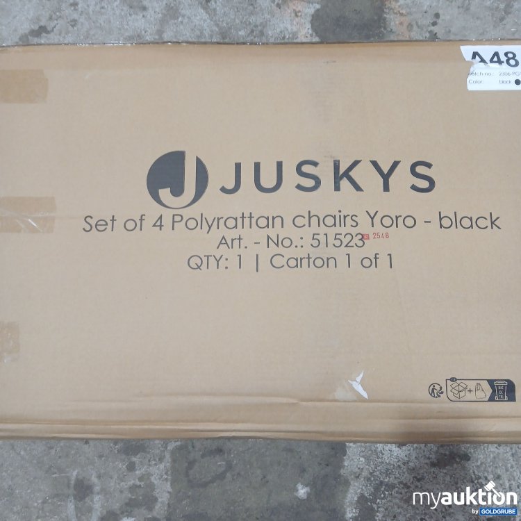 Artikel Nr. 990267 Artikel Nr. 990267: Juskys Set of 4 Polyrattan Chairs Yoro black 51523