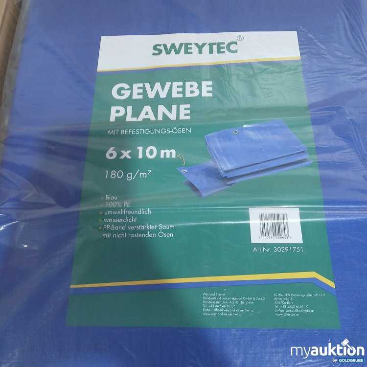 Artikel Nr. 519268: Sweytec Gewebe Plane mit Befestigungs Ösen 6x10m 