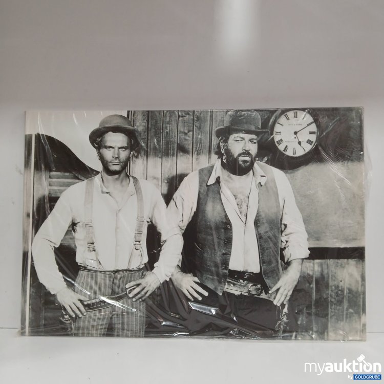 Artikel Nr. 527269 Artikel Nr. 527269: Leinwand schwarz-weiß mit zwei Männern in Westernkleidung Terence Hill und Bud Spencer 120x80cm