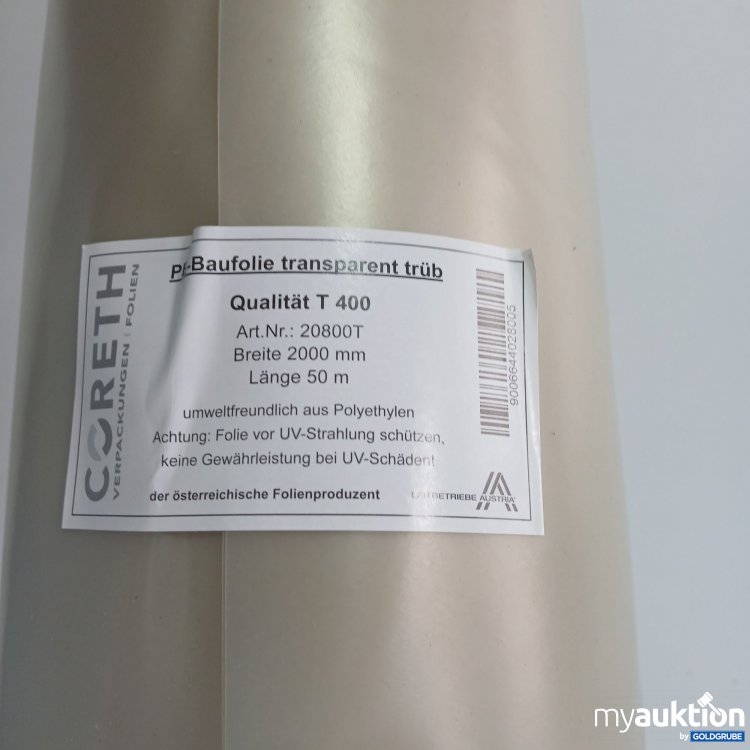 Artikel Nr. 818269 Artikel Nr. 818269: Coreth PE-Baufolie transparent trüb T400 Breite:2000mm Länge:50m