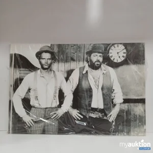 Auktion Leinwand schwarz-weiß mit zwei Männern in Westernkleidung Terence Hill und Bud Spencer 120x80cm