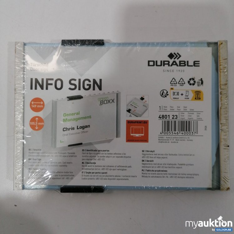 Artikel Nr. 896273: Durable Türschild 149mmx105,5mm 480123