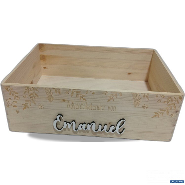 Artikel Nr. 952273: Hellomini Holzkiste "Adventskalender von Emanuel" ca 12×30×40 cm 