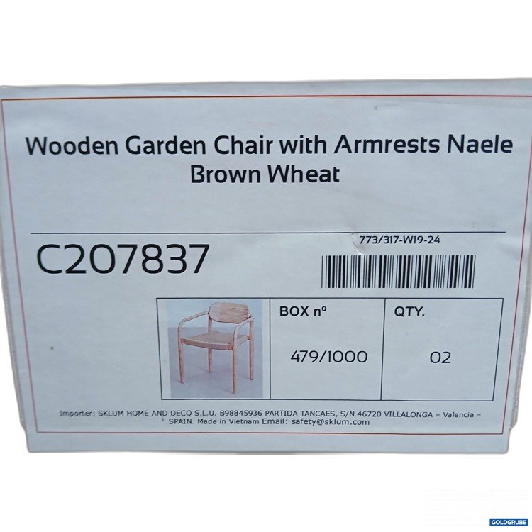 Artikel Nr. 961277: Sklum Wooden Garden Chair with Armrests Naele Brown Wheat C207837 2stk  