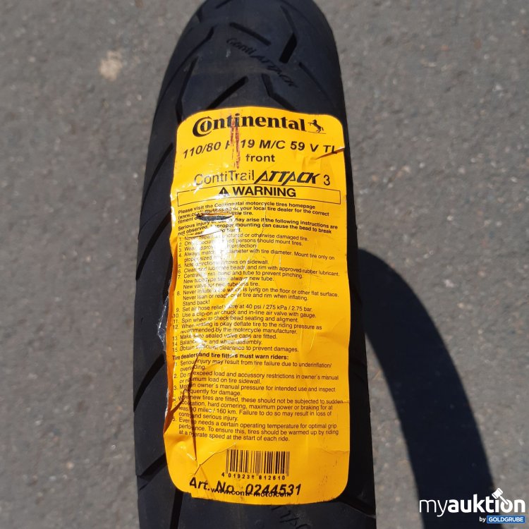 Artikel Nr. 439278 Artikel Nr. 439278: Continental 110/80R19 M/C 59 V TL Front