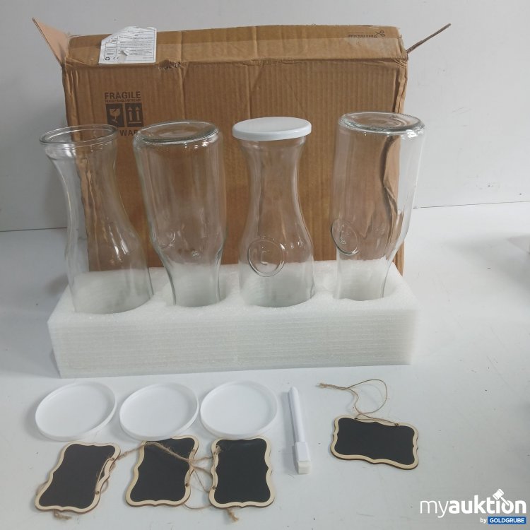 Artikel Nr. 960278: Glas Karaffen Set zum Beschriften (4Flaschen) 