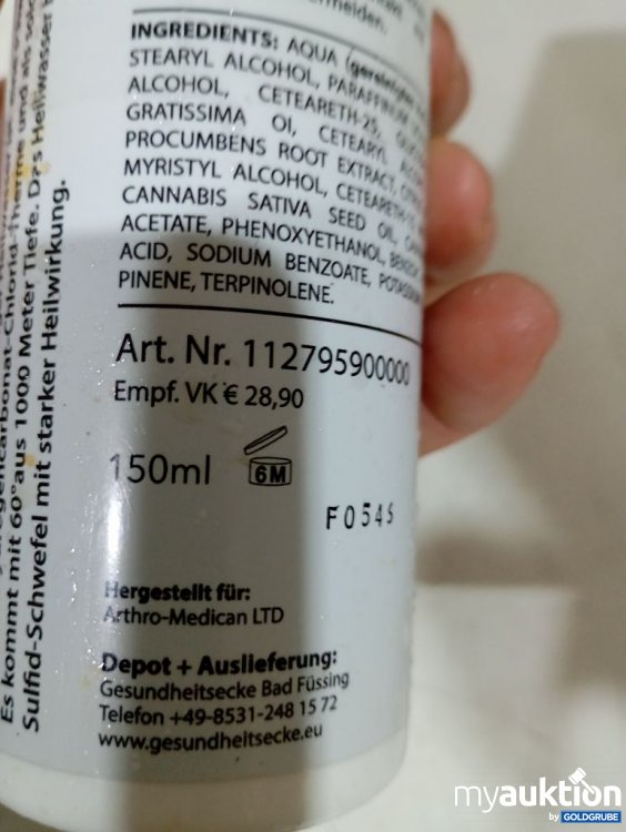 Artikel Nr. 993278: ARTHRO MEDICAN Bad Füßinger Glucosamine Creme CBD + Teufelskralle 150ml