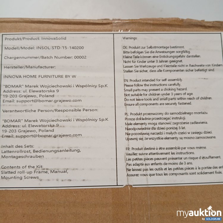 Artikel Nr. 952279 Artikel Nr. 952279: Innova Home Lattenrost Modell Insol-STD-15-140200