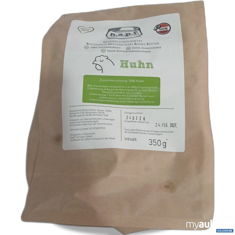 Artikel Nr. 985279: Napf gefriergetrocknetes biologisch artgerechtes roher Futter Huhn 350g 