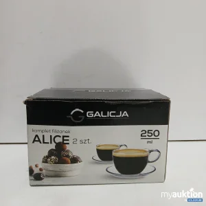 Auktion Galicja Alice 2 Glas Tassen mit 2 Glas Untersetzer 250 ml