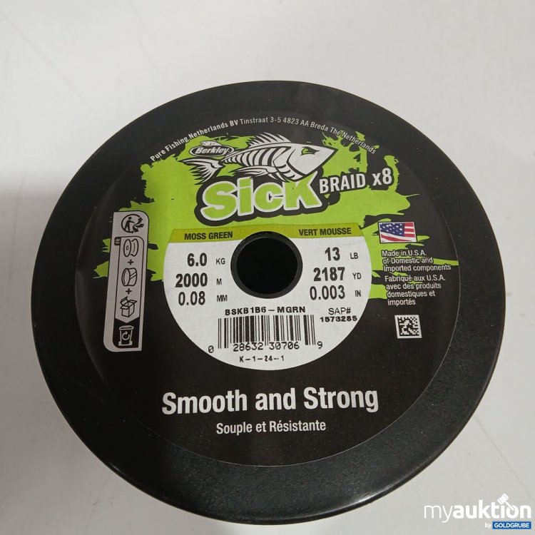 Artikel Nr. 442285: Sick Braid x8 Smooth and Strong Angelschnur 2000m 6kg 0,08mm