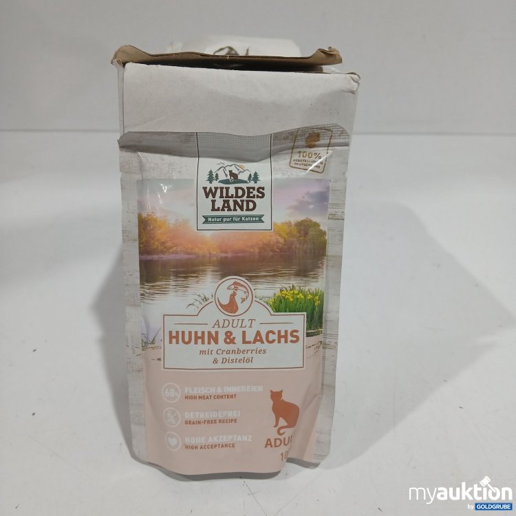 Artikel Nr. 876288 Artikel Nr. 876288: Wildes Land Adult Katzenfutter Huhn & Lachs mit Cranberries & Distelöl 12x100g