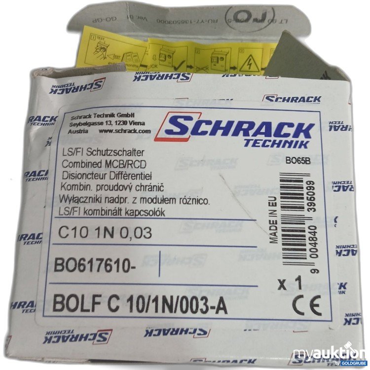 Artikel Nr. 525290: Schrack LS/FI Schutzschalter BO617610 