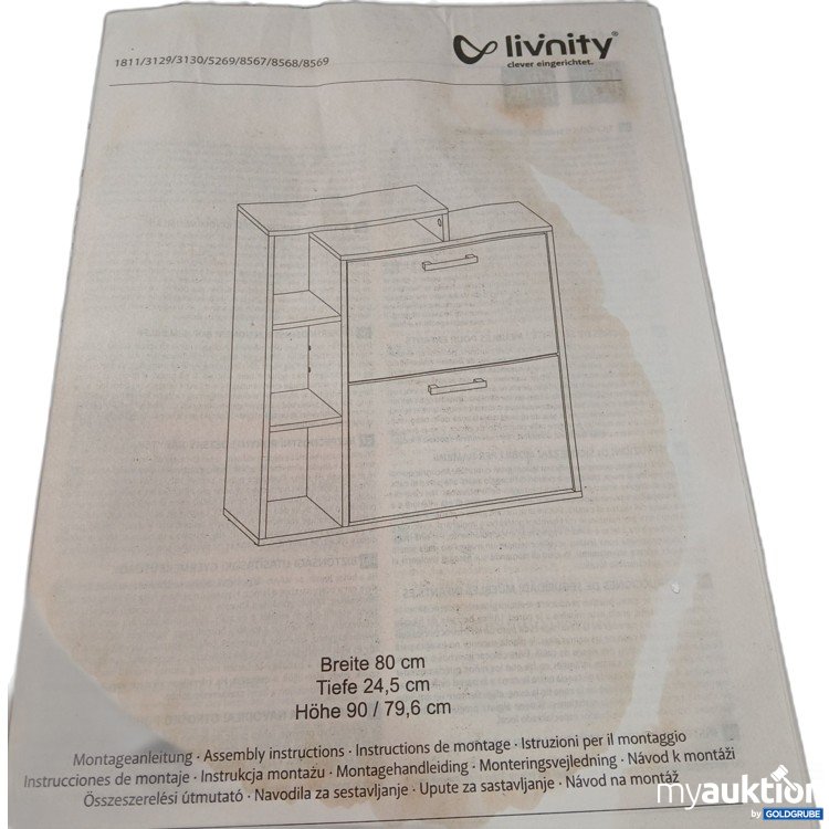 Artikel Nr. 952292: Livnity Schrank Grau Breite 80cm Tiefe 24,5xm Höhe 90/79,6cm
