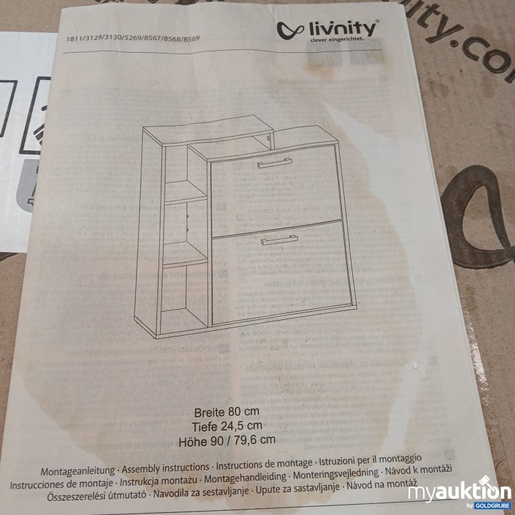Artikel Nr. 952292: Livnity Schrank Grau Breite 80cm Tiefe 24,5xm Höhe 90/79,6cm